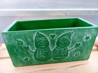 Keramický květináč s vánočním motivem zelený 22cm