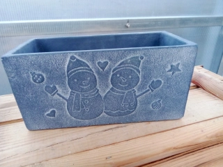 Keramický květináč s vánočním motivem modrý 22cm