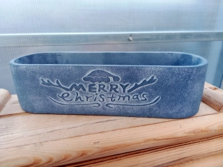 Keramický květináč s vánočním motivem modrý 35cm