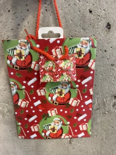 Dárková taška šedá s vánočním motivem - Santa Claus -17.5x22.5cm