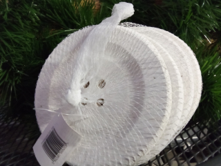 Dekorační knoflík dřevěný bílý 15cm balení 4ks