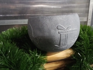 Keramický květináč s vánočním motivem modrý 13cm
