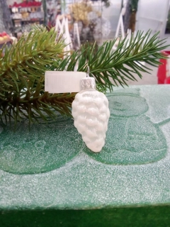 Vánoční baňka skleněná šiška bílá 5cm