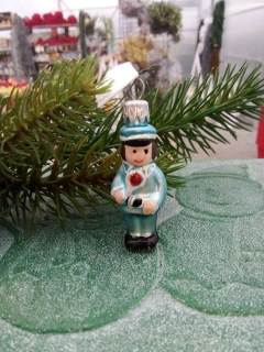 Vánoční baňka skleněná vojáček modrý 5cm