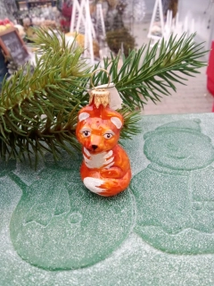 Vánoční baňka skleněná liška 5cm