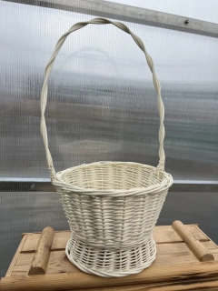 Ratanový košík bílý 31x61cm