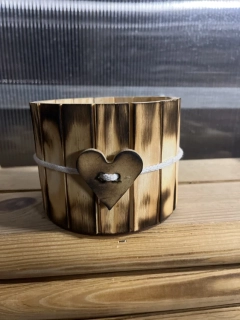 Dekorační košík dřevěný  se srdíčkem 13x10cm