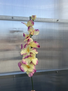 Umělá květina - Gladiola fialovožlutá- 63cm