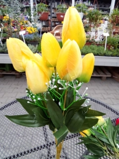 Uměla kytice - tulipány žluté 43cm