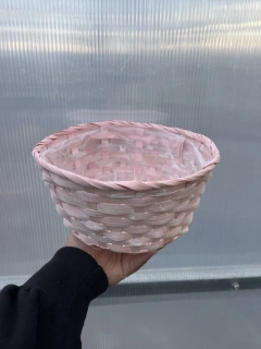 Dekorativní truhlík kulatý 22x11cm růžový
