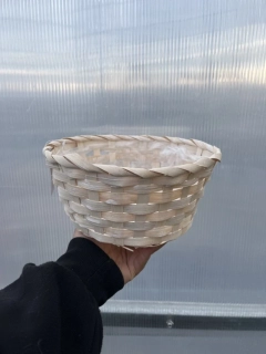 Dekorativní truhlík kulatý 22x11cm béžový