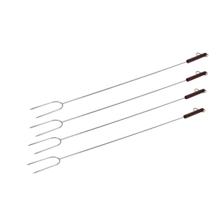 TOPTRADE vidlice opékací, chrom, dřevěná rukojeť, sada 4 ks, 105 cm