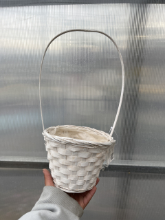 Ratanový košík bílý 16x35cm