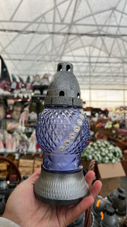 Svícen hřbitovní - 19.5cm sklo/plast